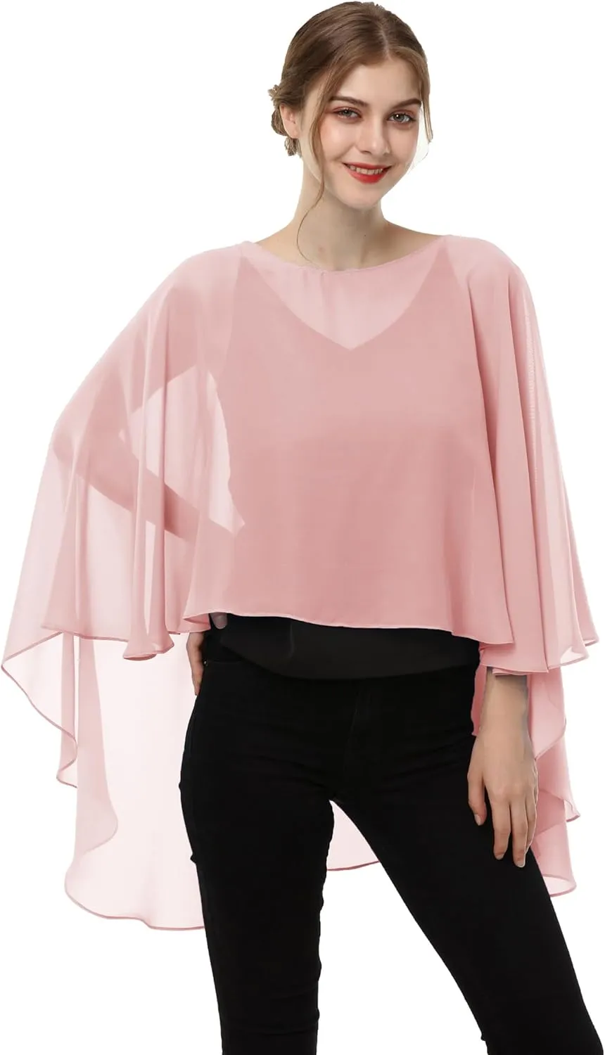 Soft Chiffon Capelet Plus capes Poncho Casual Capelets For Womens Cover Up