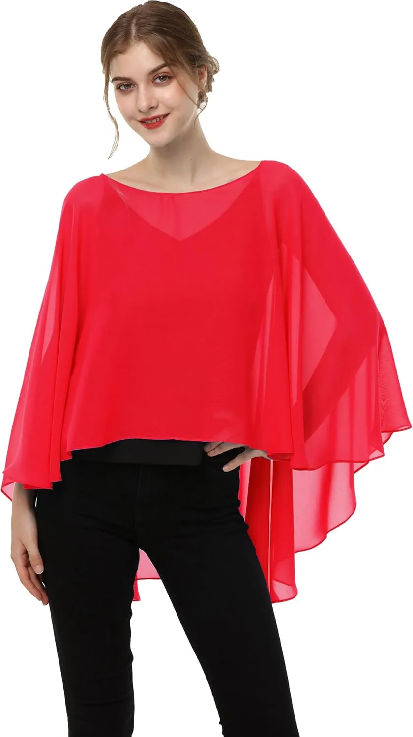 Soft Chiffon Capelet Plus capes Poncho Casual Capelets For Womens Cover Up