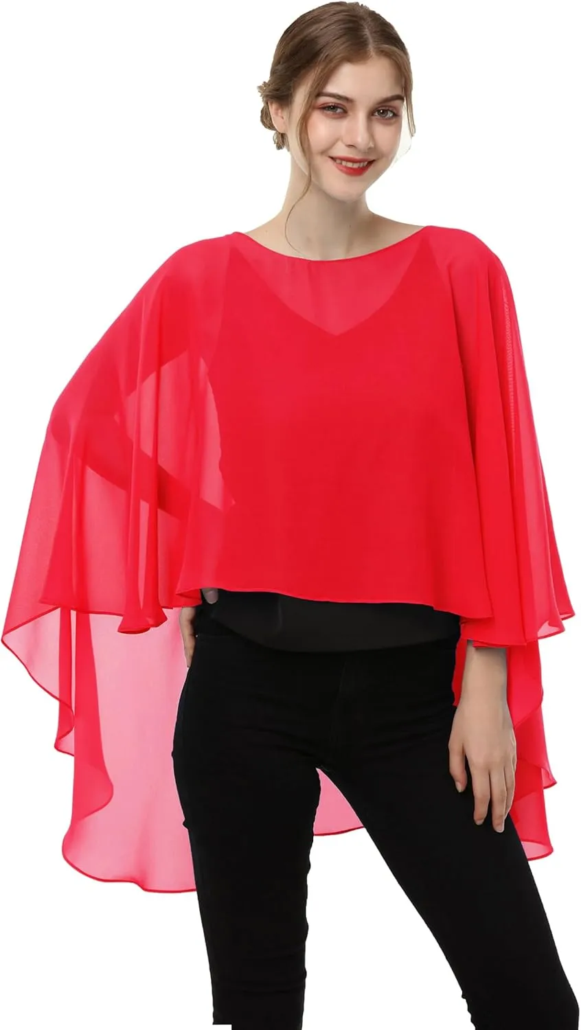 Soft Chiffon Capelet Plus capes Poncho Casual Capelets For Womens Cover Up