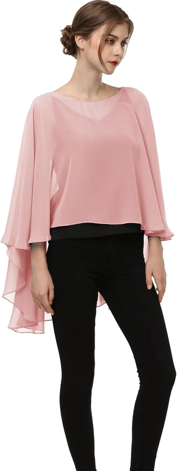 Soft Chiffon Capelet Plus capes Poncho Casual Capelets For Womens Cover Up