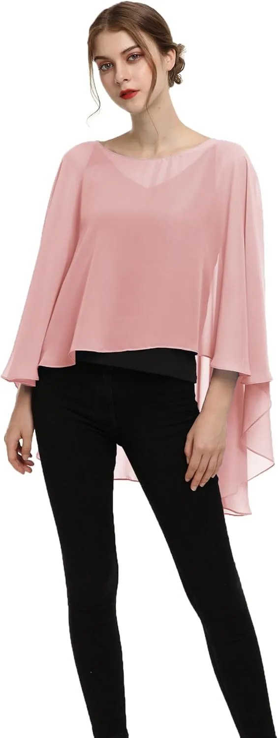 Soft Chiffon Capelet Plus capes Poncho Casual Capelets For Womens Cover Up