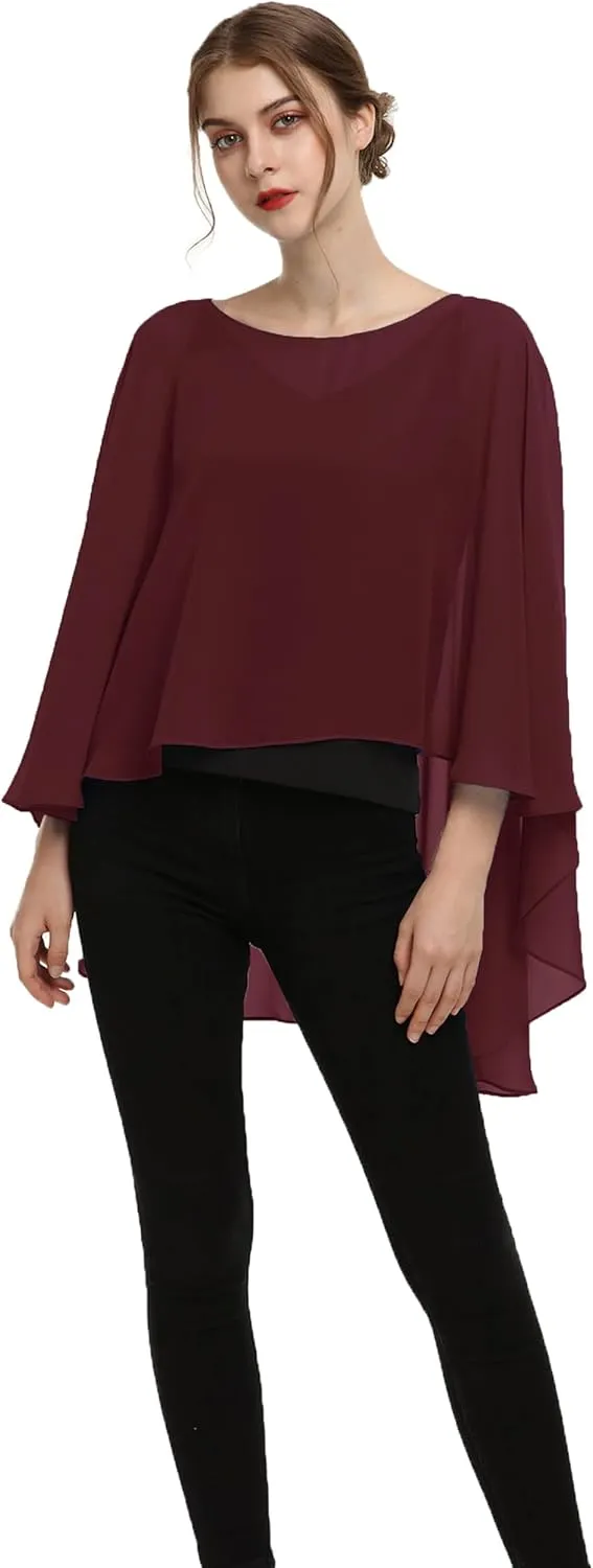 Soft Chiffon Capelet Plus capes Poncho Casual Capelets For Womens Cover Up