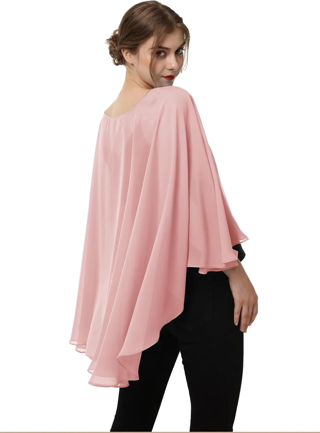 Soft Chiffon Capelet Plus capes Poncho Casual Capelets For Womens Cover Up