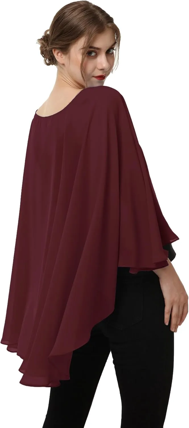 Soft Chiffon Capelet Plus capes Poncho Casual Capelets For Womens Cover Up