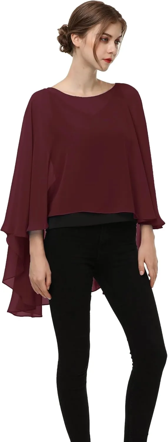 Soft Chiffon Capelet Plus capes Poncho Casual Capelets For Womens Cover Up