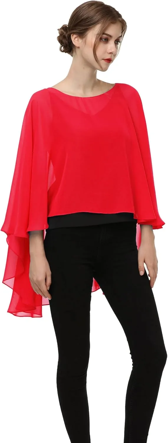 Soft Chiffon Capelet Plus capes Poncho Casual Capelets For Womens Cover Up