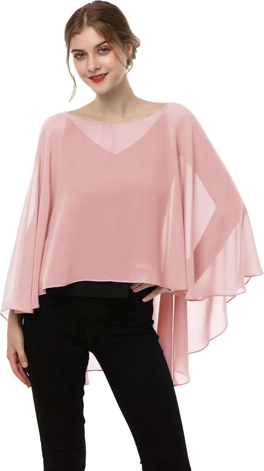 Soft Chiffon Capelet Plus capes Poncho Casual Capelets For Womens Cover Up