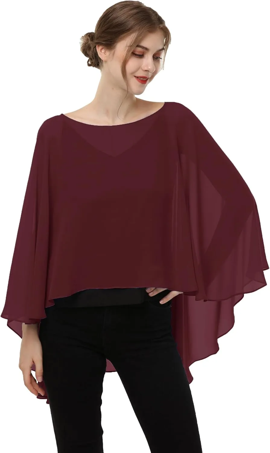 Soft Chiffon Capelet Plus capes Poncho Casual Capelets For Womens Cover Up