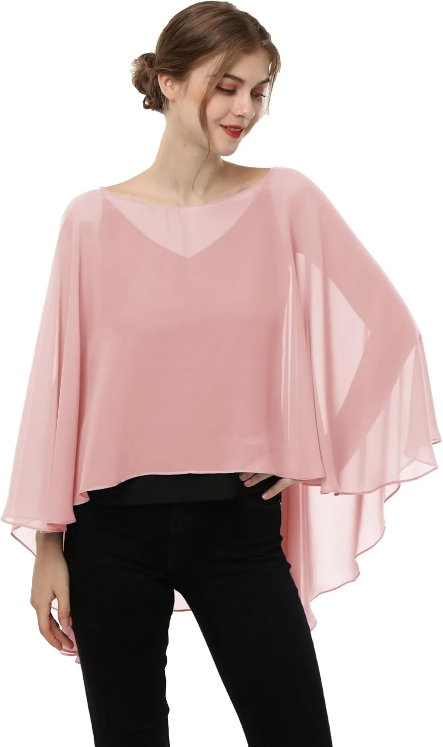 Soft Chiffon Capelet Plus capes Poncho Casual Capelets For Womens Cover Up
