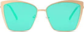SOJOS Cateye Sunglasses for Women Fashion Mirrored Lens Metal Frame SJ1086