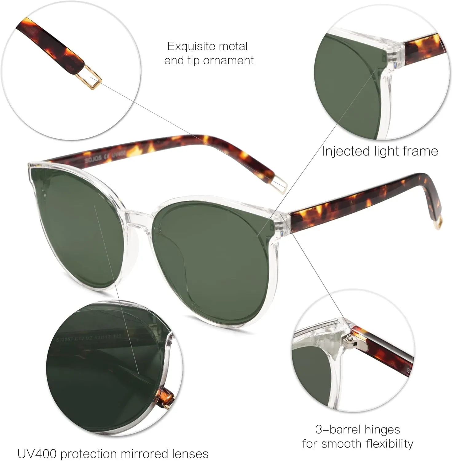 SOJOS Oversized Round Sunglasses for Women and Men