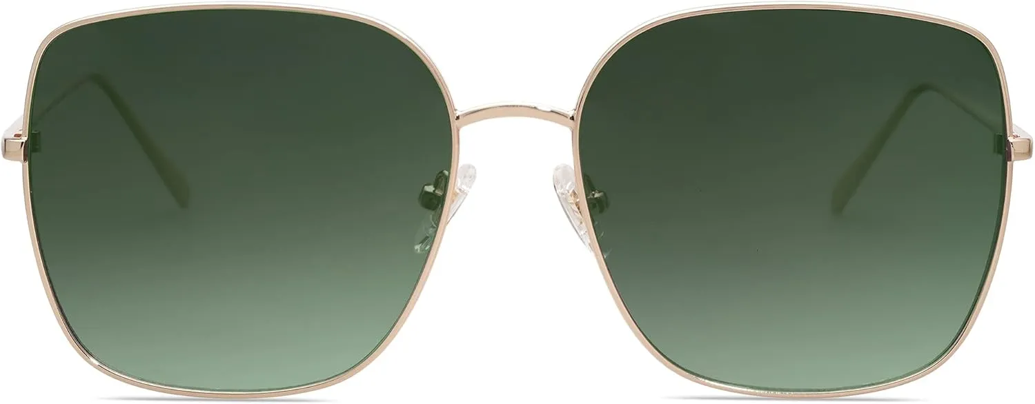 SOJOS Trendy Oversized Square Metal Frame Sunglasses for Women Men Retro Big Flat Lens UV Protection Sunglasses SJ1146