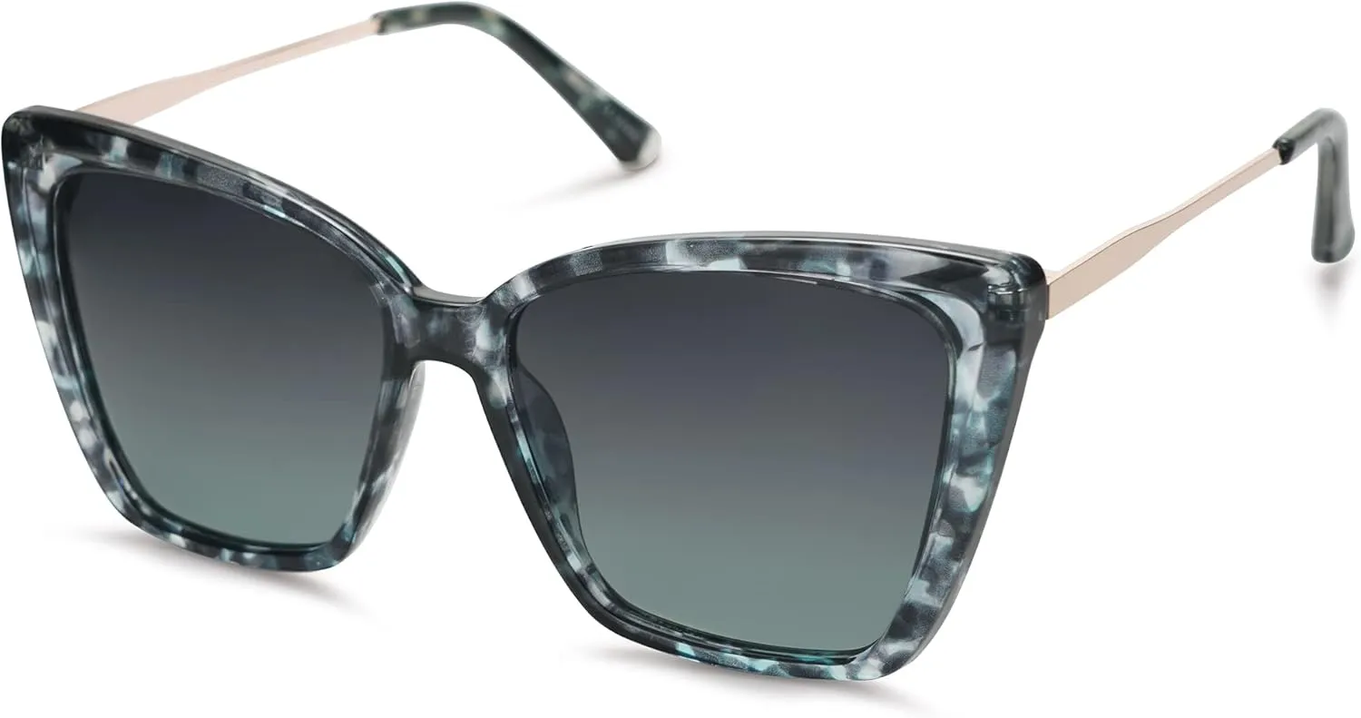 SOJOS Trendy Polarized Sunglasses For Women Retro Womens Oversized Square Cat Eye Sun Glasses UV Protection SJ2206