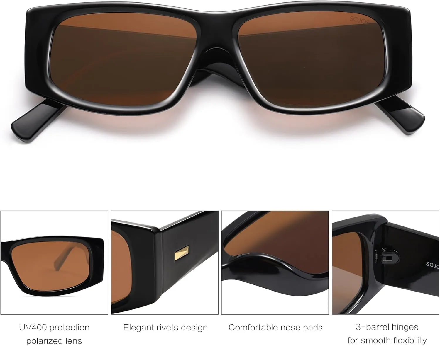 SOJOS Trendy Y2K Rectangle Polarized Sunglasses for Women Men Fashion Designer Rave Sunglasses SJ2228