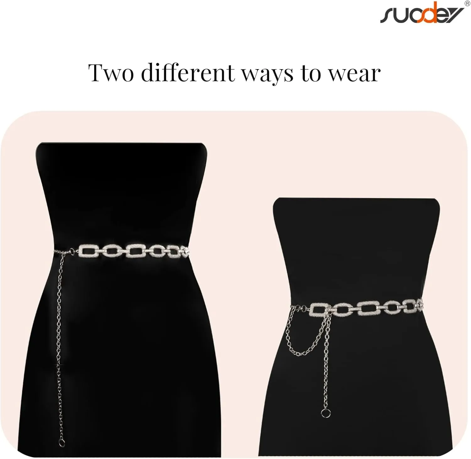 SUOSDEY Alloy Gold Waist Chain Belt for Women Fashion Cute Body Belly Link Belt Chain for Pants Dresses