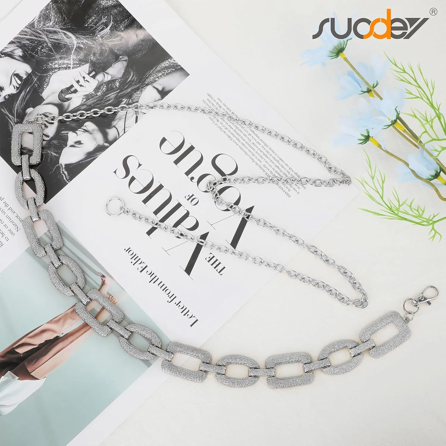 SUOSDEY Alloy Gold Waist Chain Belt for Women Fashion Cute Body Belly Link Belt Chain for Pants Dresses