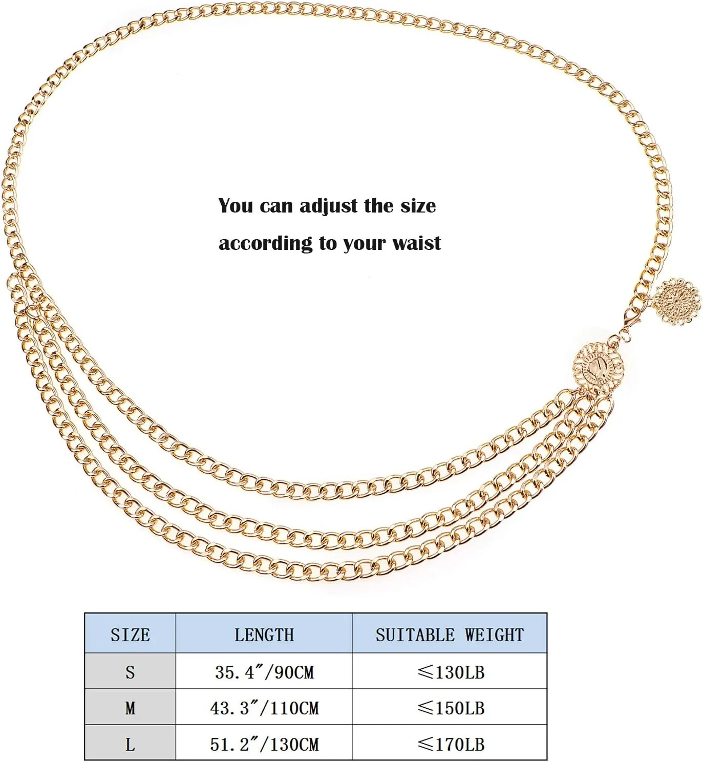 Suyi Chain Belts for Women Waist Chain Belt Multilayer Body Belly Chain