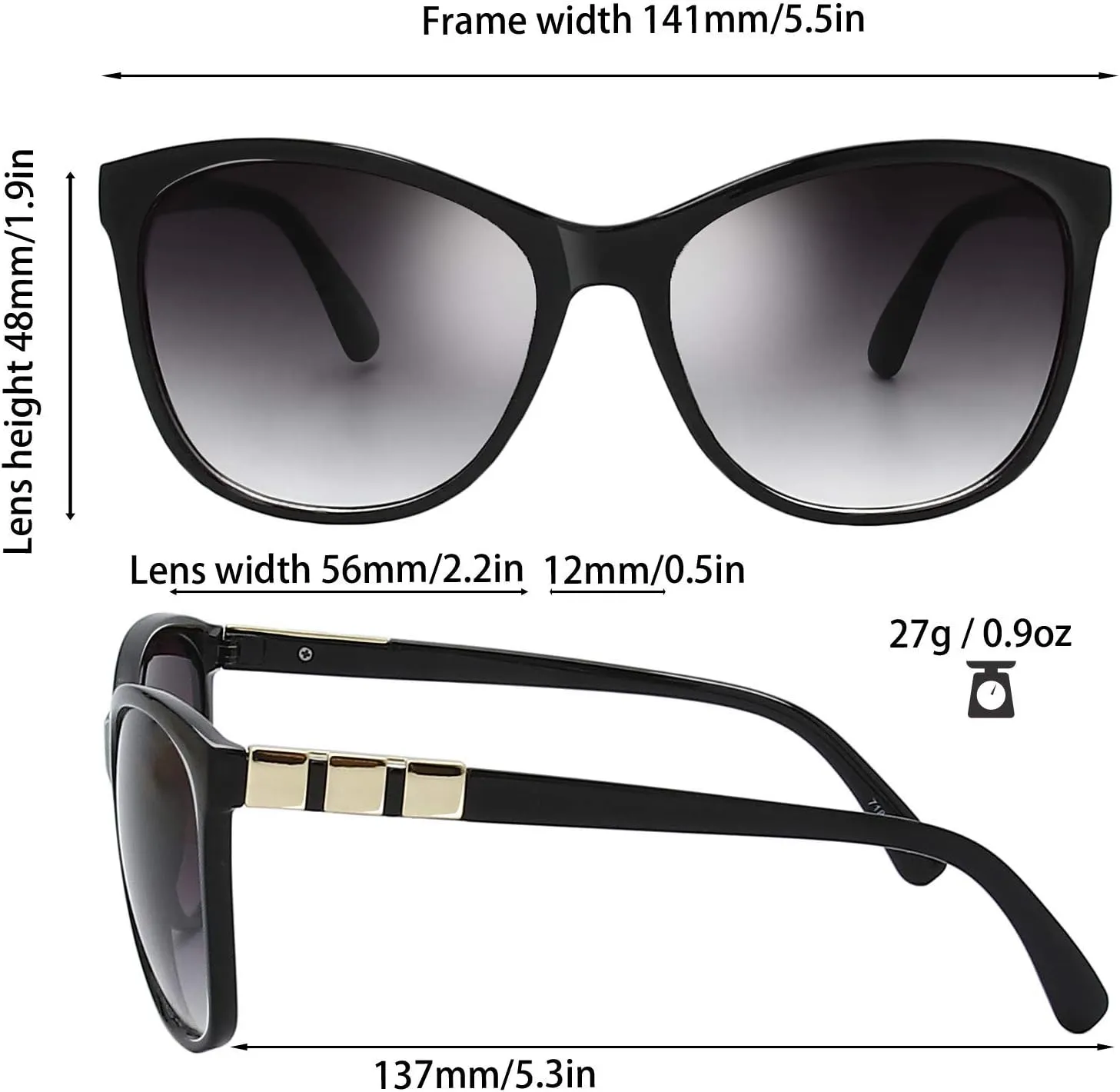 The Fresh Women's Oversized Square Jackie O Cat Eye Hybrid Butterfly Fashion Sunglasses - Exquisite Packaging