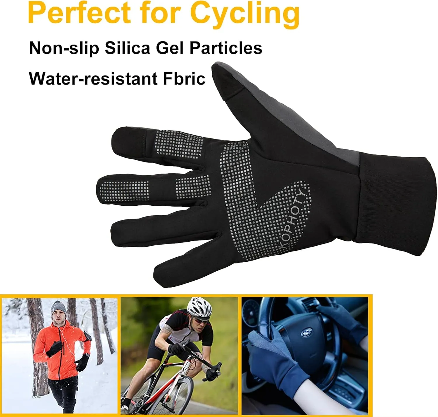 TouchScreen Winter Gloves, Warm Water Resistant Windproof Thermal Gloves for Driving Running Cycling