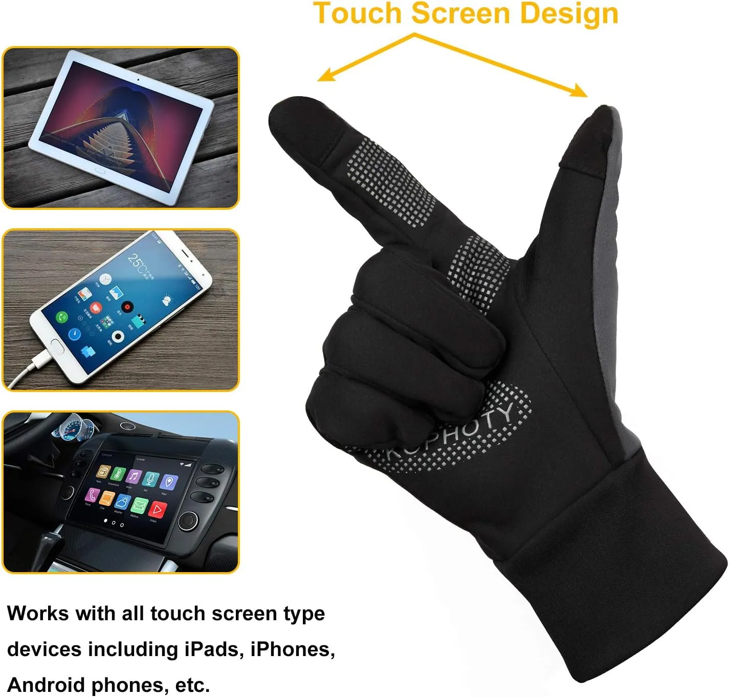 TouchScreen Winter Gloves, Warm Water Resistant Windproof Thermal Gloves for Driving Running Cycling