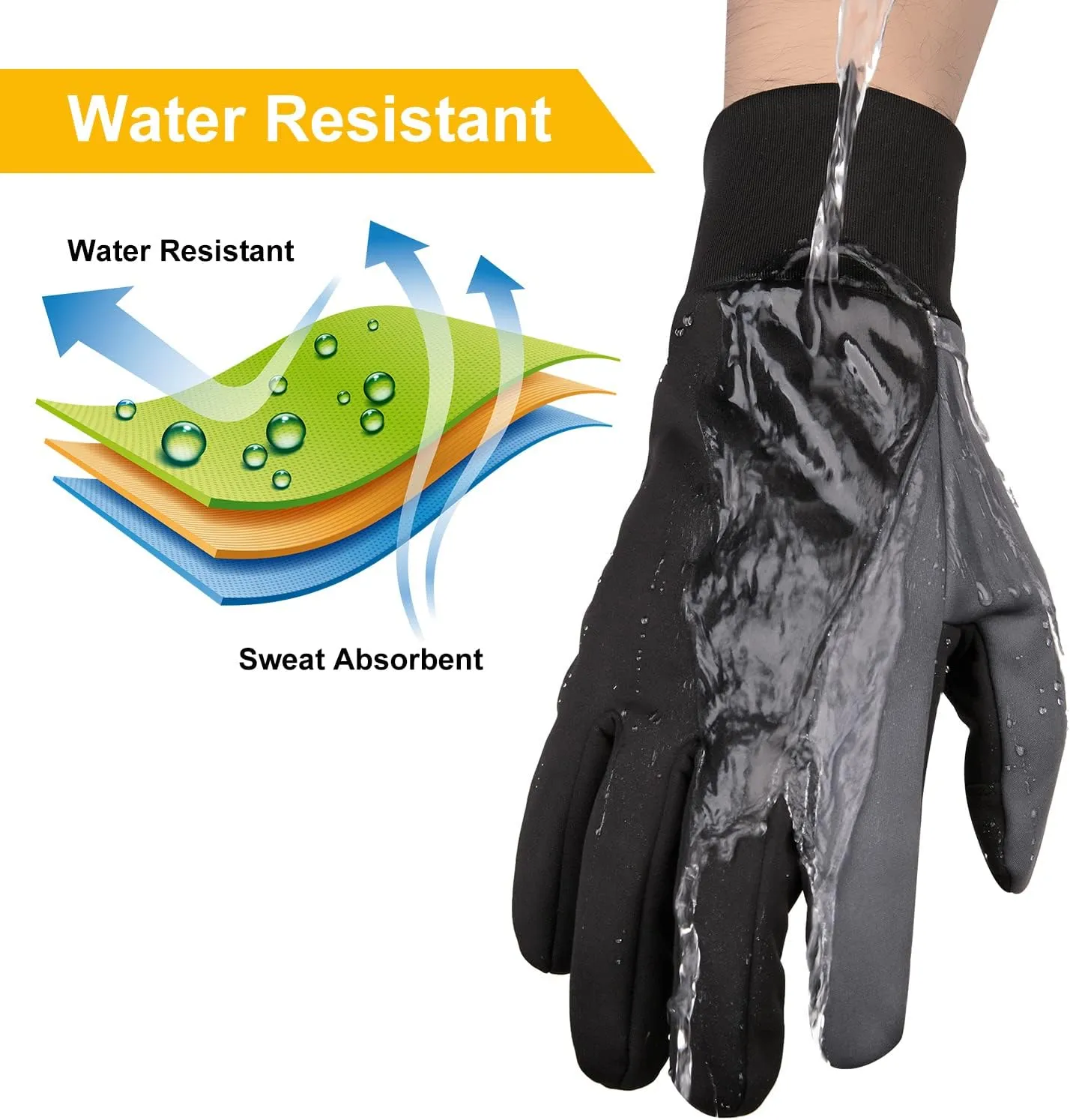 TouchScreen Winter Gloves, Warm Water Resistant Windproof Thermal Gloves for Driving Running Cycling