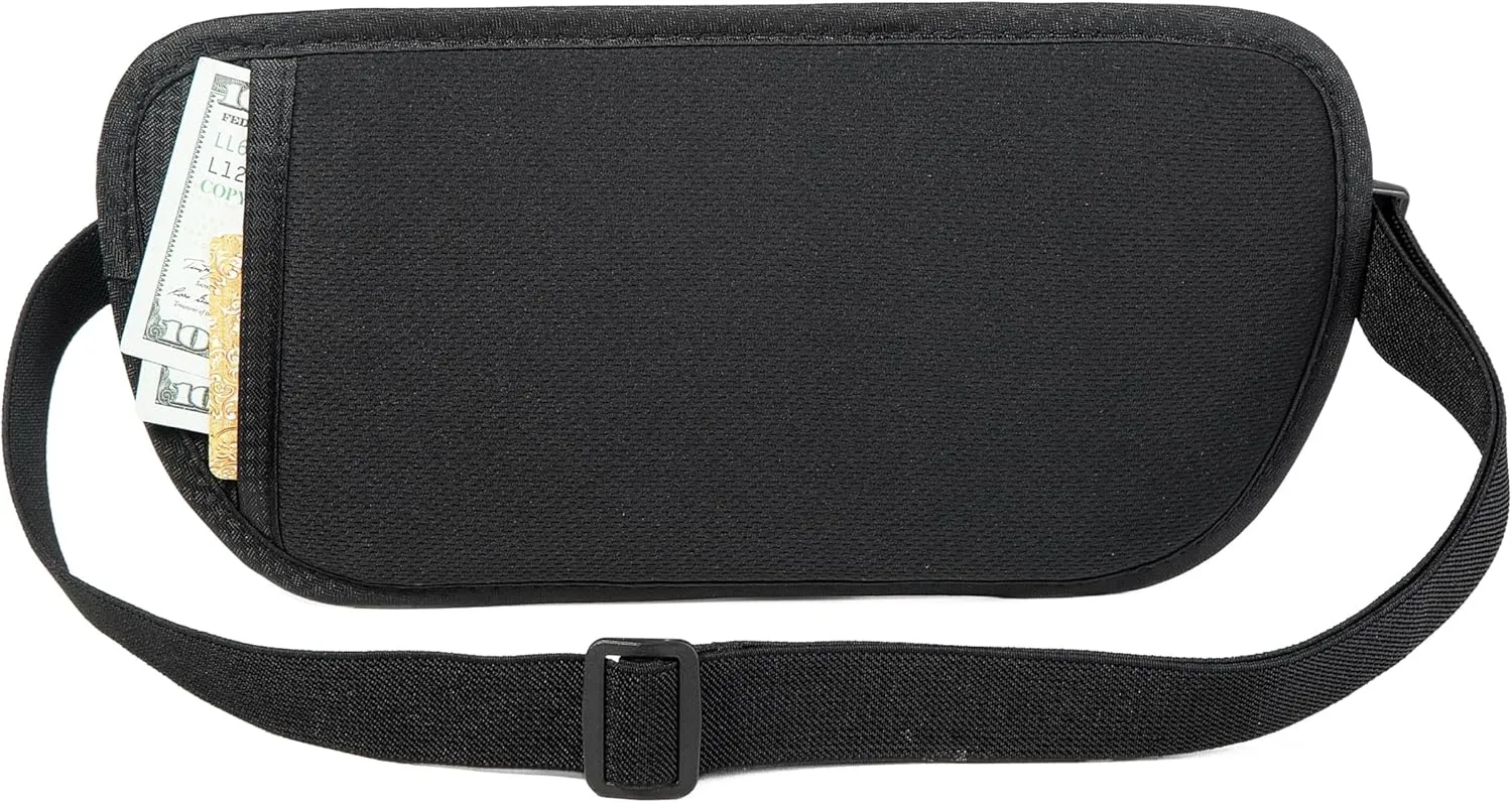Travel Money Belt - Slim Passport Holder Travel Wallet with RFID Blocking Travel Pouch Undercover Fanny Pack for Women Men