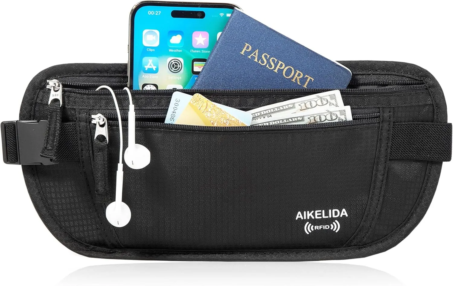 Travel Money Belt - Slim Passport Holder Travel Wallet with RFID Blocking Travel Pouch Undercover Fanny Pack for Women Men