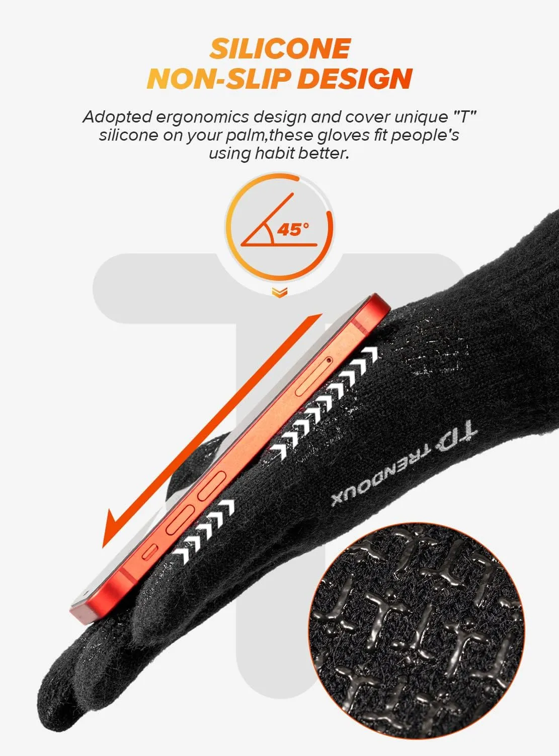 TRENDOUX Winter Gloves For Men Women, Cold Weather Warm Touchscreen Glove Unisex, Non-slip, Elastic Cuff, Knit Stretchy