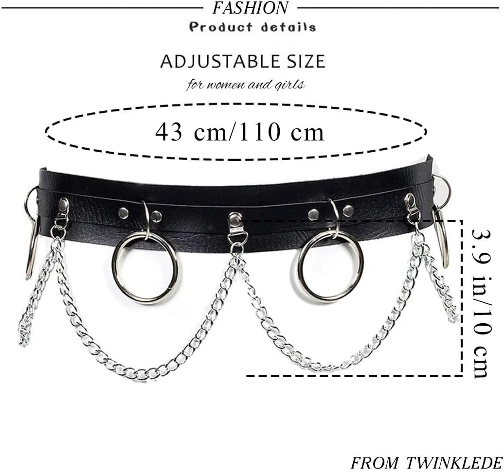 TWINKLEDE Waist Chain Belt Rave Goth Leather Body Accessories for Women