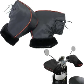 Universal Motorcycle Handlebar Muffs, Winter Compatible Snowmobile Hand Warmers Protective Waterproof Riding Gloves Scooter Handlebar Thermal Gloves with Reflective Stripes