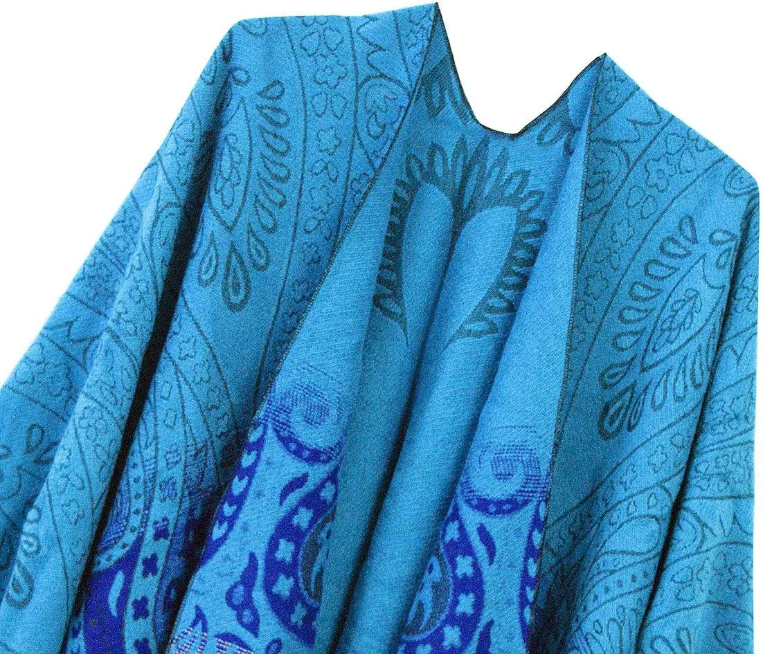 Urban CoCo Women's Retro Style Vintage Pattern Tassel Poncho Shawl Cape Wraps For Women