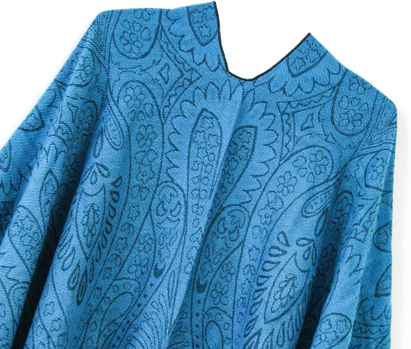 Urban CoCo Women's Retro Style Vintage Pattern Tassel Poncho Shawl Cape Wraps For Women