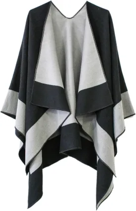 Urban CoCo Women's Shawl Wrap Poncho Ruana Cape Cardigan Open Front Coat for Fall Winter Holiday
