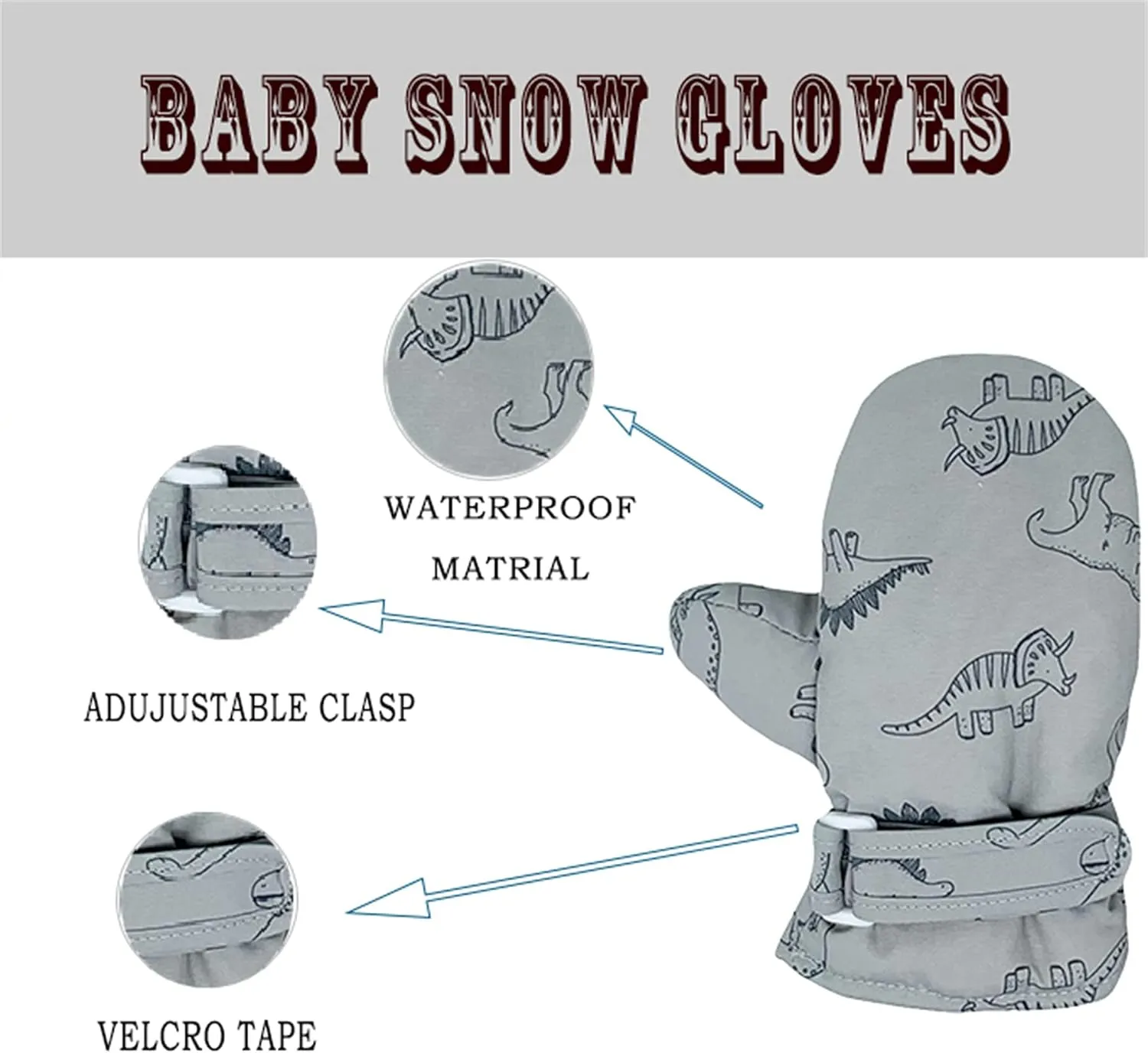 Urban Virgin Infant Baby Toddler Kids Winter Mittnes Lined Fleece Warm Waterproof Ski Snow Gloves For Boys Girls