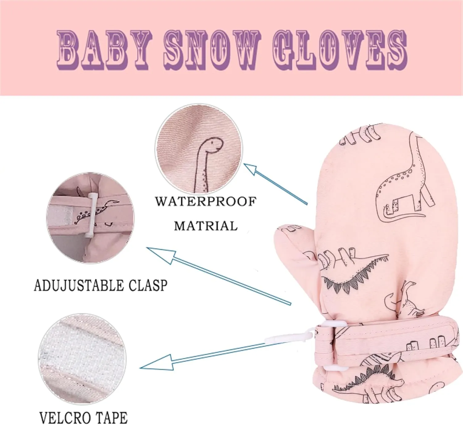 Urban Virgin Infant Baby Toddler Kids Winter Mittnes Lined Fleece Warm Waterproof Ski Snow Gloves For Boys Girls