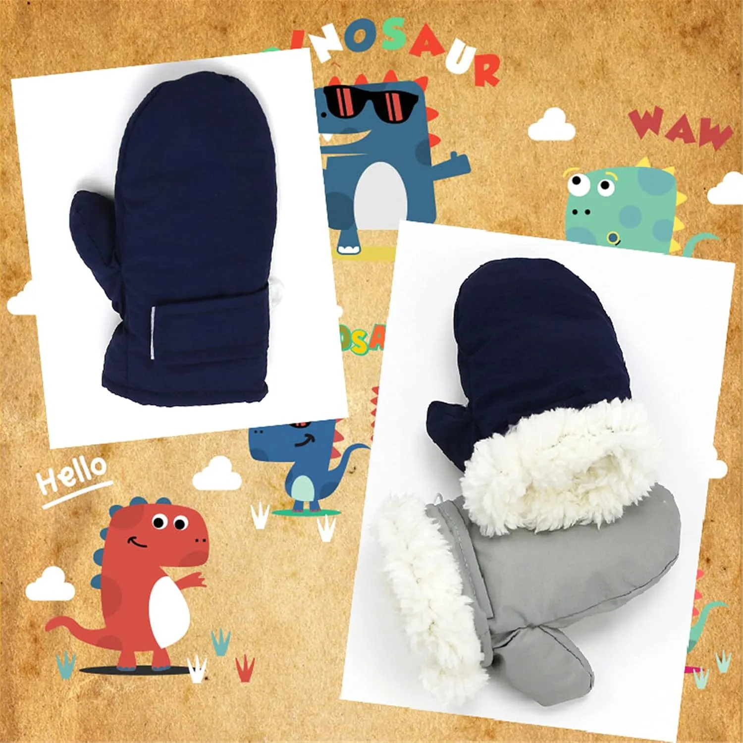 Urban Virgin Infant Baby Toddler Kids Winter Mittnes Lined Fleece Warm Waterproof Ski Snow Gloves For Boys Girls