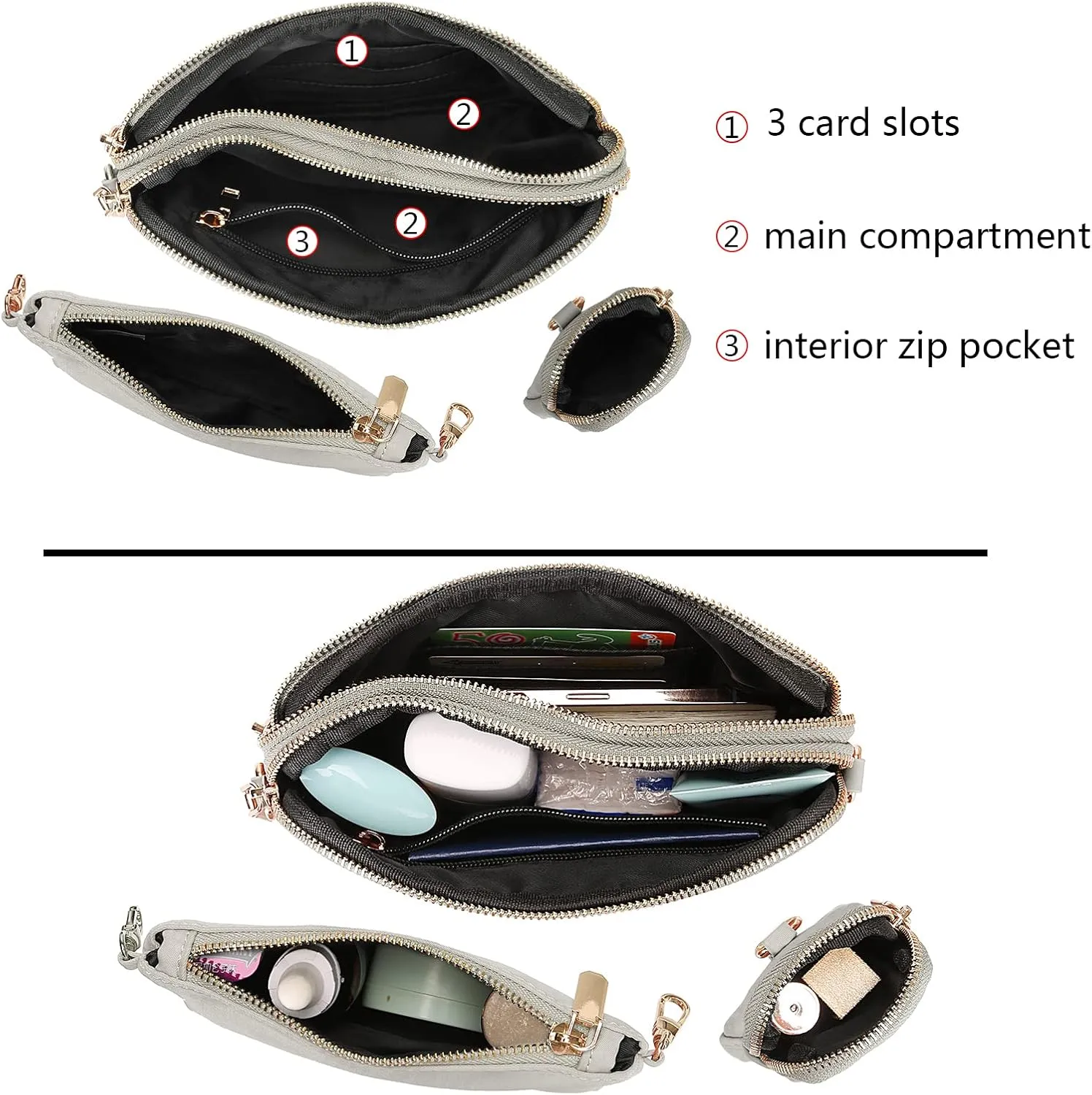Uromee Crossbody Bags for Women Fashion Shoulder Purse Fanny Pack Travel Hiking Detachable Pouch Adjustable Strap