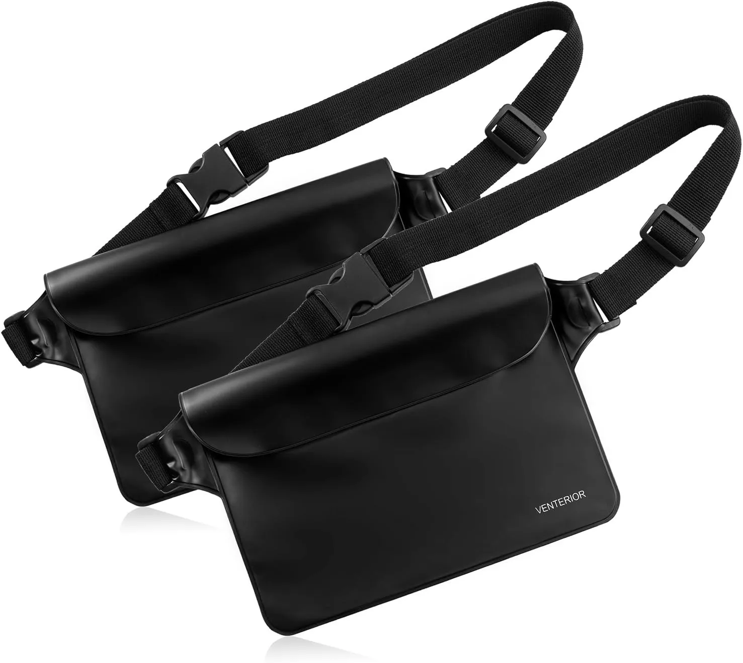 Waterproof Waist Pouch 2-Pack | Beach Accessories Fanny Pack for Swimming Snorkeling Sailing Kayaking Beach Pool Water Parks | Keep Your Phone Wallet Safe and Dry (White & Black)