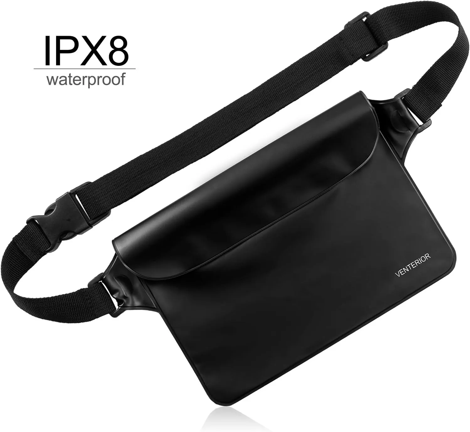 Waterproof Waist Pouch 2-Pack | Beach Accessories Fanny Pack for Swimming Snorkeling Sailing Kayaking Beach Pool Water Parks | Keep Your Phone Wallet Safe and Dry (White & Black)