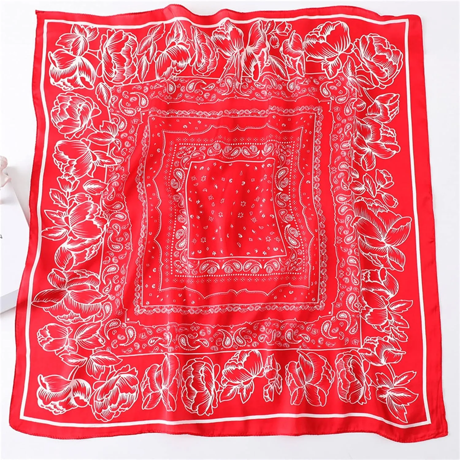 WENLOOY Square Satin Silk Feeling Hair Scarf Headscarf for Women/Men's Necktie Silk Bandanas Pocket Square