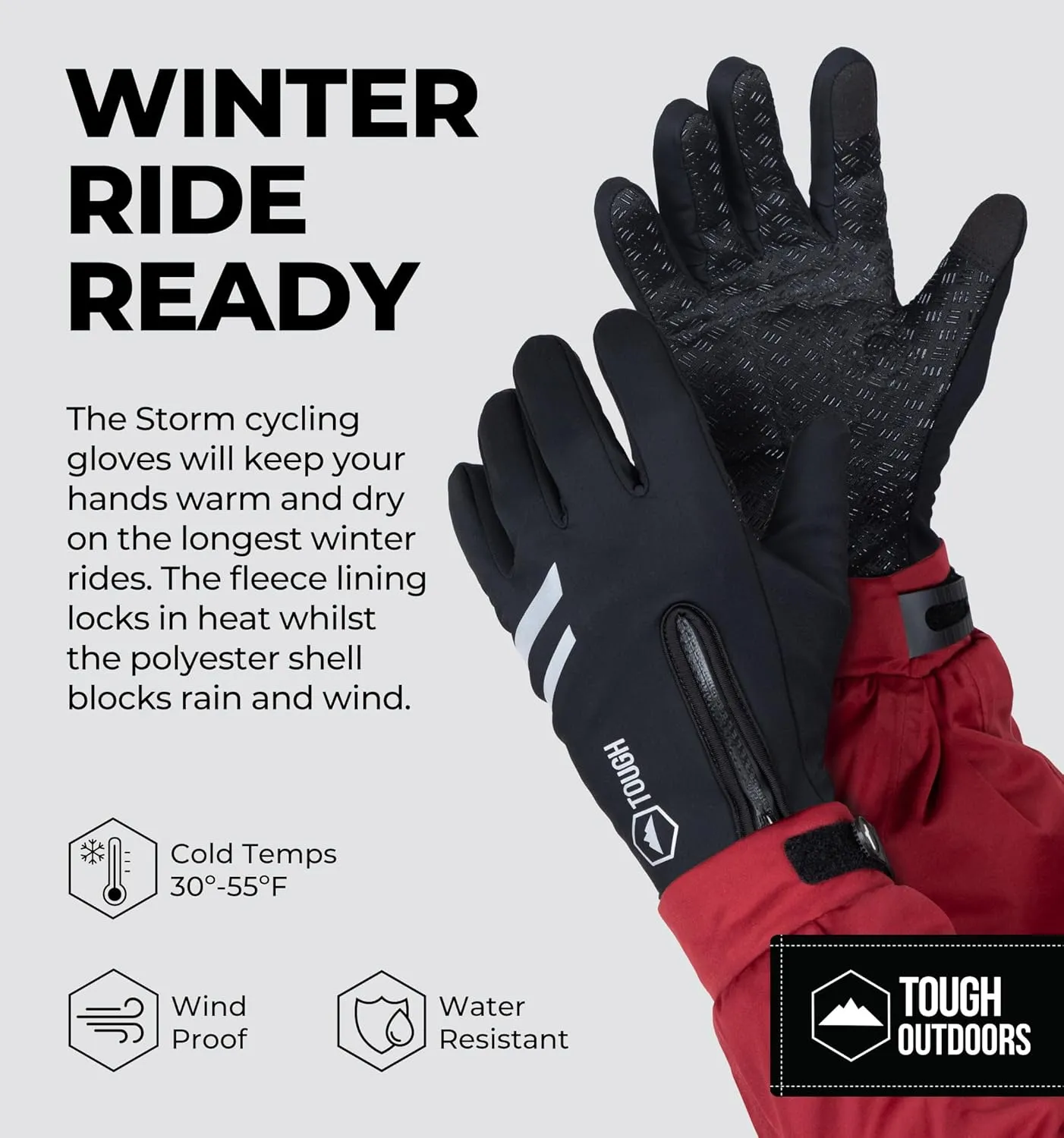 Winter Cycling Gloves - Biking Gloves for Cold Weather - Winter Bike Gloves - Warm & Thermal Cycling Gloves - Touch Screen Gloves - Windproof Cold Weather Bike Gloves - Winter MTB, Dirt Bike Gloves