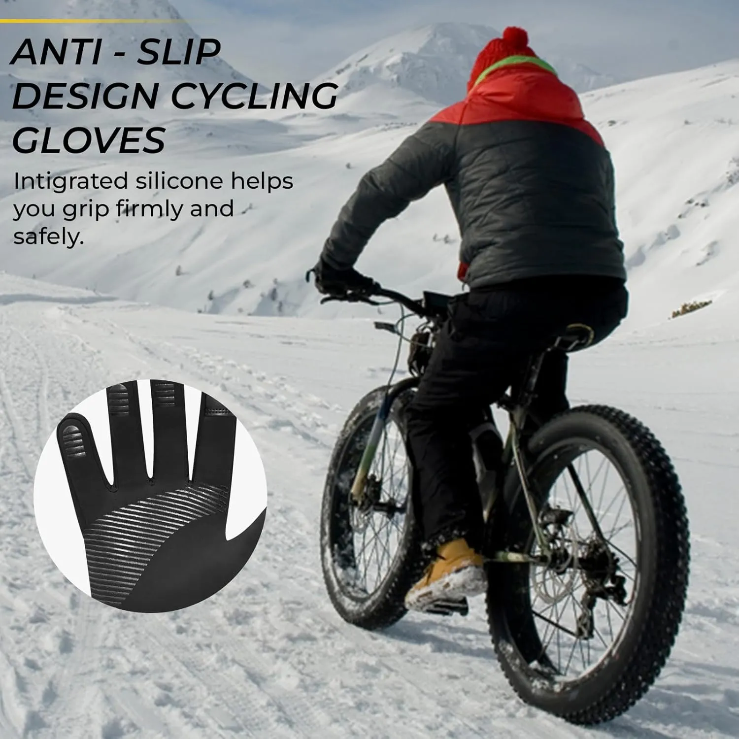 Winter Cycling Gloves Touchscreen Gloves Windproof Men Women Thermal Non-Slip Running Gloves Warm Fleece Lining for Hiking Driving Climbing Riding Skiing