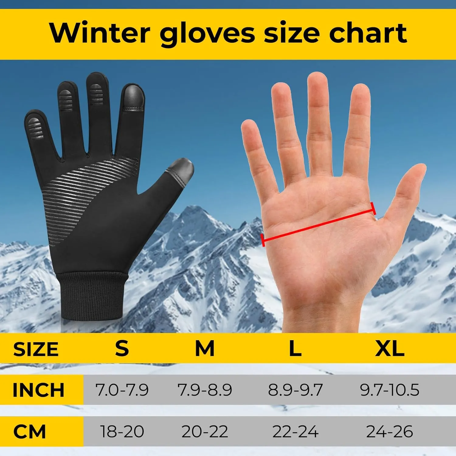 Winter Cycling Gloves Touchscreen Gloves Windproof Men Women Thermal Non-Slip Running Gloves Warm Fleece Lining for Hiking Driving Climbing Riding Skiing