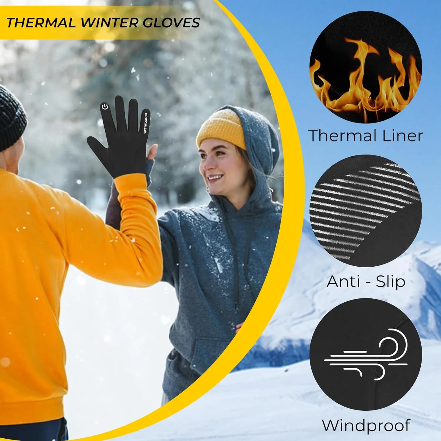 Winter Cycling Gloves Touchscreen Gloves Windproof Men Women Thermal Non-Slip Running Gloves Warm Fleece Lining for Hiking Driving Climbing Riding Skiing