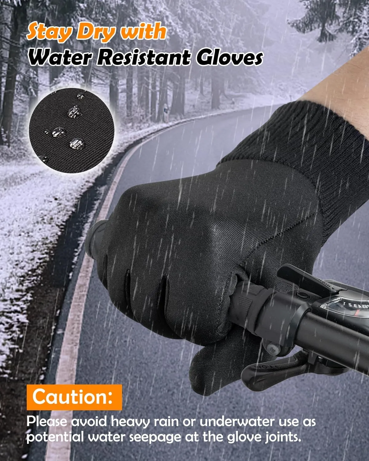 Winter Waterproof Gloves for Women: Water Proof Touch Screen Gloves for Men Running Hiking, Cold Weather Touchscreen Gloves for Phone Texting, Warm Snow Water Resistant Thermal Gloves Black
