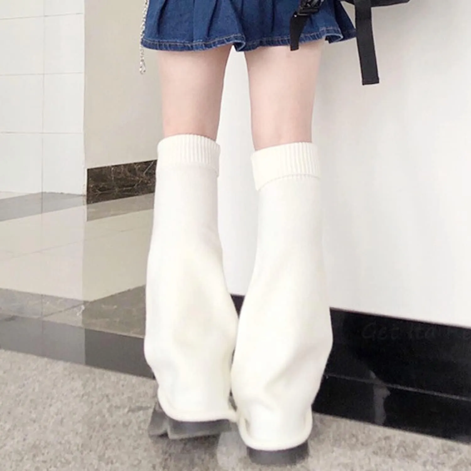 WODECASA Girls Kawaii Leg Warmers Knitted Flared Leg Sleeves Goth Crochet Baggy Cuff Ankle Heap Socks