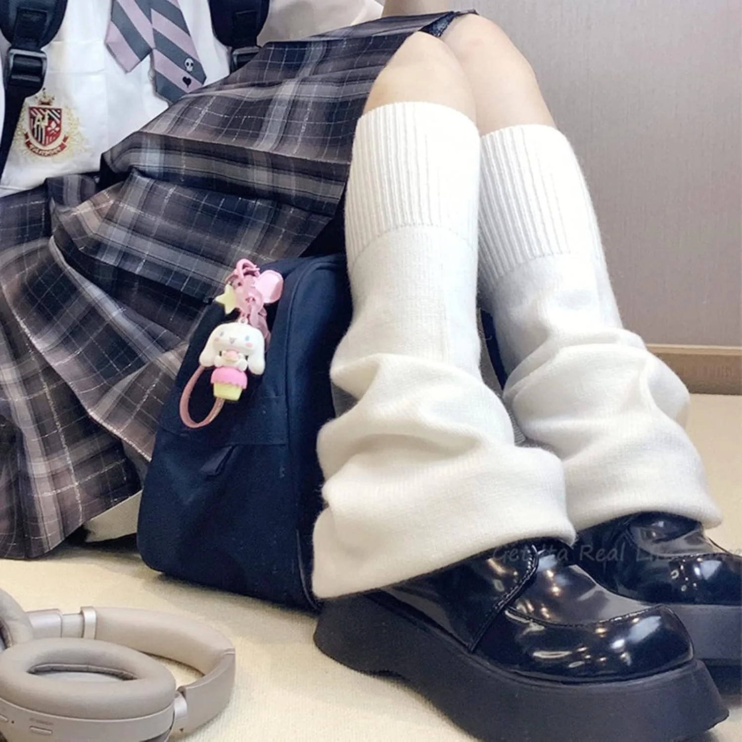 WODECASA Girls Kawaii Leg Warmers Knitted Flared Leg Sleeves Goth Crochet Baggy Cuff Ankle Heap Socks