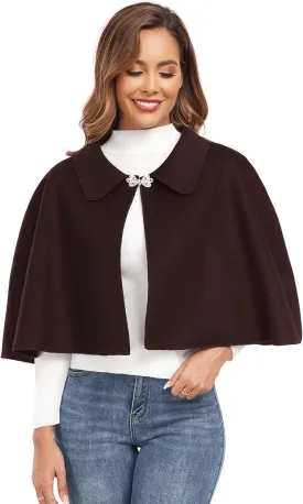Women Capelet Shawl Short Cloak Cape Warm Poncho Fall Winter Soft Shawl Cover Up