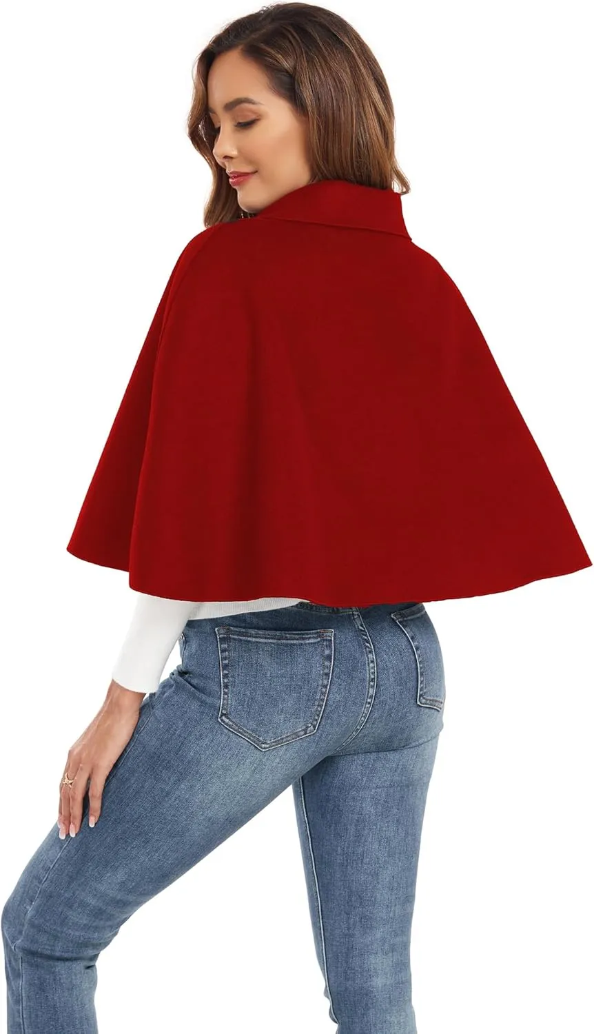 Women Capelet Shawl Short Cloak Cape Warm Poncho Fall Winter Soft Shawl Cover Up