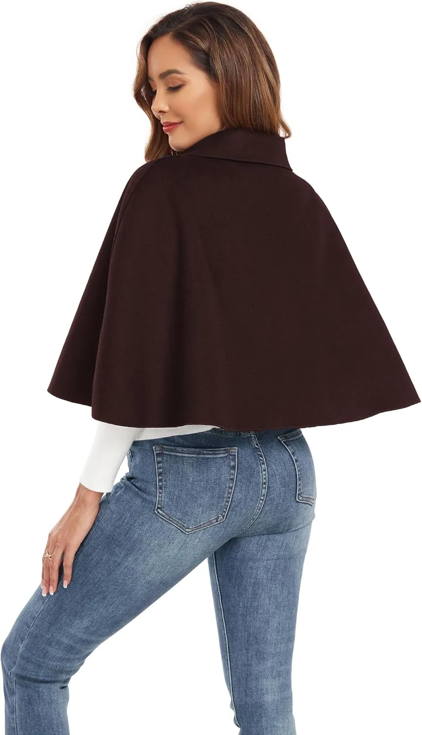 Women Capelet Shawl Short Cloak Cape Warm Poncho Fall Winter Soft Shawl Cover Up